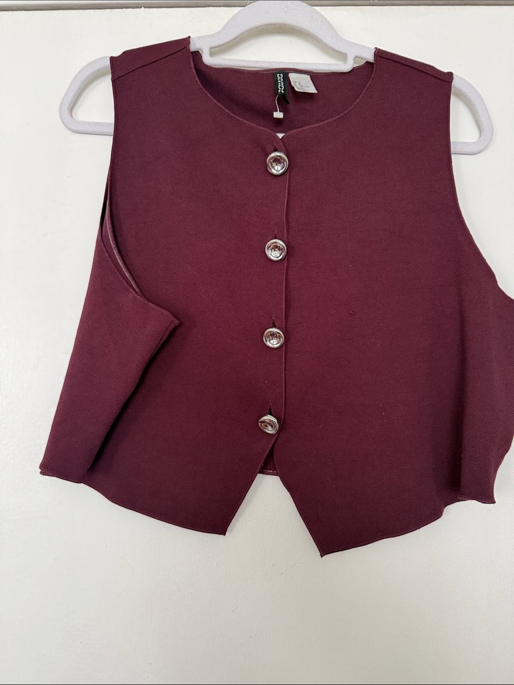 Divided Sleeveless Button-Front Tunic in Wine